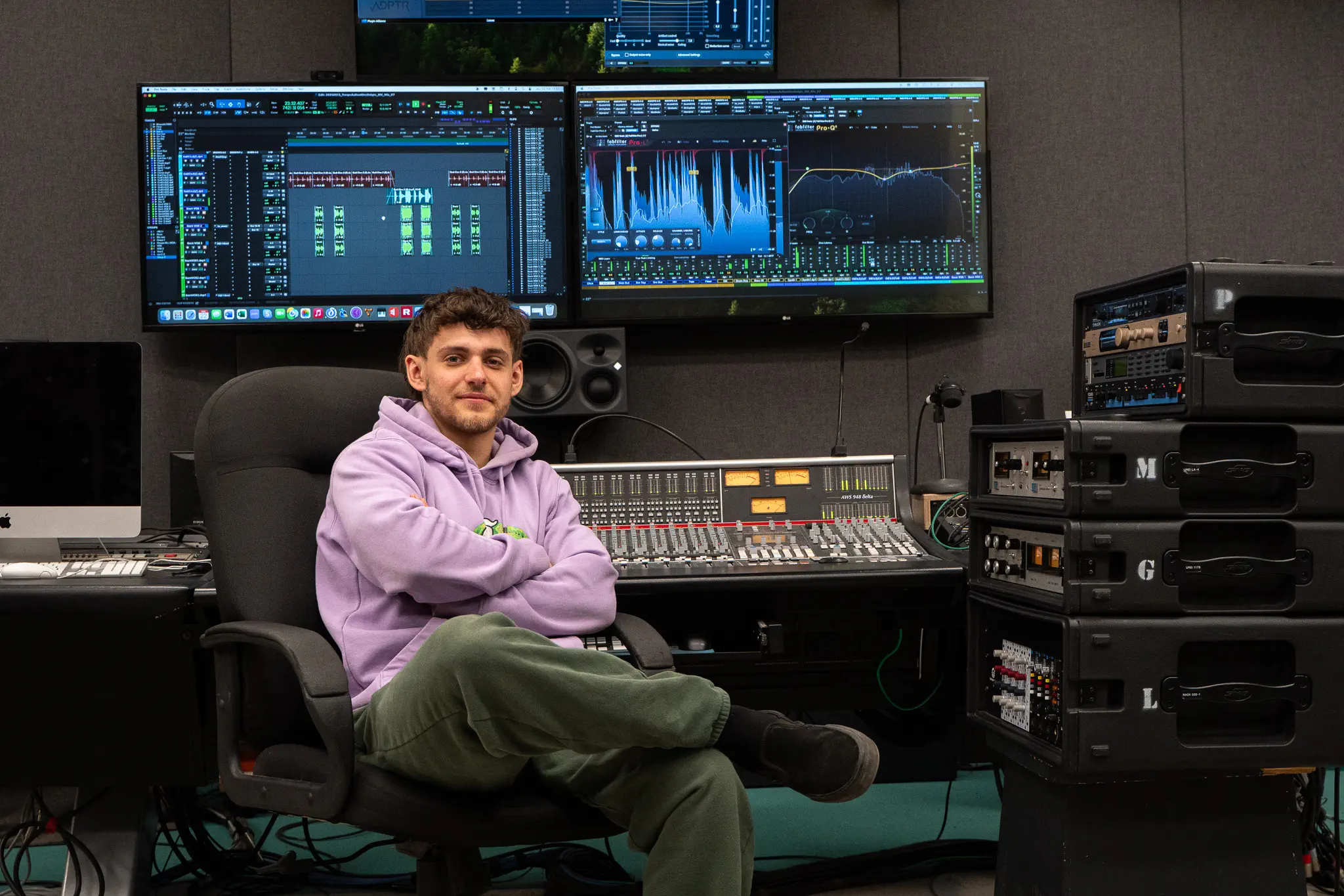 Studio d'enregistrement et console de mixage